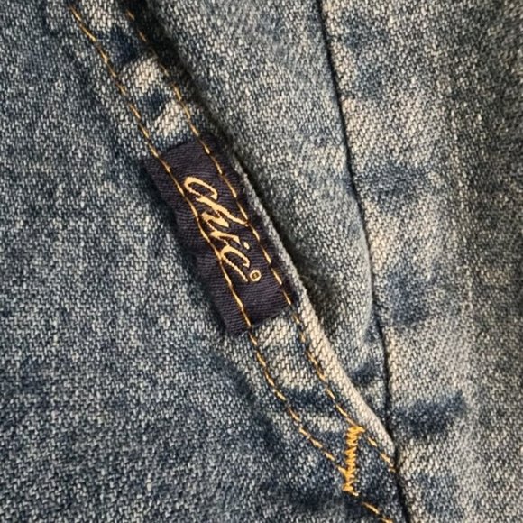 VF Jeanswear Cropped Jeans Size 18 Average Blue Denim Pull On Elastic Waist - Picture 5 of 8